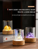 Gold LED Mountain Night Light - USB Rechargeable Glass Lamp, Warm Ambient Bedside Decor