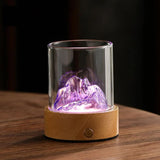 Purple LED Glass Night Light with Mountain Design & USB Rechargeable