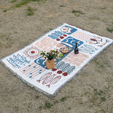 Lucky Cat Bohemian Style Outdoor Picnic Blanket - 130*180cm Decorative Throw