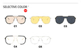 Unisex Retro Aviator Sunglasses - Transparent White & Yellow AC Lenses, Oversized