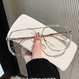 Retro Unisex Aviator Sunglasses – Oversized Metal Frame, Transparent White & AC Lenses