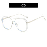 Retro Unisex Aviator Sunglasses – Oversized Metal Frame, Transparent White & AC Lenses