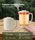 White Foldable Travel Kettle - 304 Stainless Steel, Portable Water Boiler