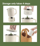 White Foldable Travel Kettle - 304 Stainless Steel, Portable Water Boiler