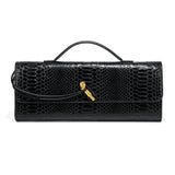Black PU Leather Clutch Bag - Elegant Snake Print Design w/ Multi-Color Options