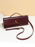 Black PU Leather Clutch Bag - Elegant Snake Print Design w/ Multi-Color Options