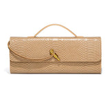 Apricot PU Leather Clutch - Elegant Snake Print Design w/ Multi-Color Options