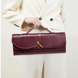 Apricot PU Leather Clutch - Elegant Snake Print Design w/ Multi-Color Options