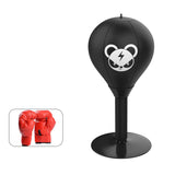 Bear Pattern Kids Punching Ball - Adjustable Speed Bag with PU Leather & Stable Base (Gloves Included)