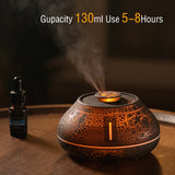 Flame Mountain Aroma Diffuser - 7-Color LED Light, 130ml Capacity, Ultrasonic Mist Maker for Home or Office,  Black