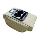 GT-6 Beige Car Armrest Storage Box - Universal Cushion with Cup Holder & Tissue Dispenser