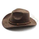 Green Unisex Faux Suede Cowboy Hat - Wide Brim Vintage Fedora, M(57-58cm)