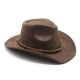 Green Unisex Faux Suede Cowboy Hat - Wide Brim Vintage Fedora, M(57-58cm)