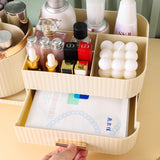 Cream 360° Rotating Makeup Organizer - Spinning Vanity Storage with Trays