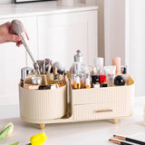Cream 360° Rotating Makeup Organizer - Spinning Vanity Storage with Trays
