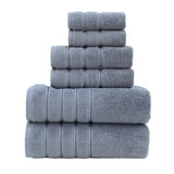Gray Luxury 6-Pc Cotton Towel Set - Ultra-Soft Bath, Hand & Washcloths