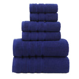 Blue Luxury 6-Pc Cotton Towel Set - Ultra-Soft Bath, Hand & Washcloths