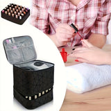 Black Large Capacity PVC Cosmetic Bag - Portable Nail Polish Storage Case with Dividers