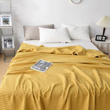 Cotton Waffle Blanket - Air Conditioning Blanket/Throw/Summer Quilt, 150*200cm,Yellow