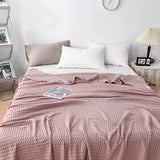 Cotton Waffle Blanket - Air Conditioning Blanket/Throw/Summer Quilt, 150*200cm,Bean Paste Color