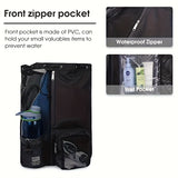 Blue Mesh Drawstring Backpack – Lightweight Sports Gym Beach Bag w/Pockets