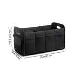 Black Foldable Car Trunk Organizer - Multi-Compartment Storage Box with Handles