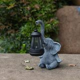 Grey Meditating Elephant Solar Lantern – Decorative Garden Light for Outdoors