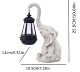 Grey Meditating Elephant Solar Lantern – Decorative Garden Light for Outdoors