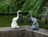 Grey Meditating Elephant Solar Lantern – Decorative Garden Light for Outdoors