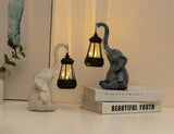 Grey Meditating Elephant Solar Lantern – Decorative Garden Light for Outdoors