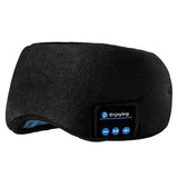 Black Bluetooth 5.0 Wireless Sleep Eye Mask - Soft Plush Eye Cover with Built-in Speakers (13 x 16.5 x 6 cm)