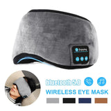 Black Bluetooth 5.0 Wireless Sleep Eye Mask - Soft Plush Eye Cover with Built-in Speakers (13 x 16.5 x 6 cm)