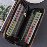 Elegant Vintage Bohemian Wallet – Large Multi-Compartment Zipper Clutch for Women