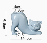 2 PCS Blue Cat Ceramic Flower Pots – Cute Succulent Planters for Home & Office