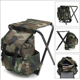 Camouflage Foldable Backpack with Built-in Chair – Multi-Functional Outdoor Camping Stool Bag