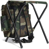 Camouflage Foldable Backpack with Built-in Chair – Multi-Functional Outdoor Camping Stool Bag