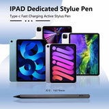 Purple iPad Stylus Pen (2018+) - Magnetic, Tilt/Pressure, USB-C Rechargeable w/LED Battery