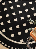 Black Horizontal Stripes Modern Round Area Rug with Geometric Black and White Pattern