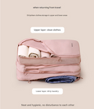 Pink Multifunctional Compact Travel Organizer Bag Stores 6-8 Essentials for Easy Access
