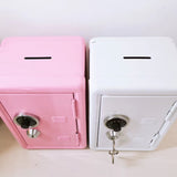 Light Pink Mini Metal Safe Box with Combination Lock and Key - Compact Security Storage