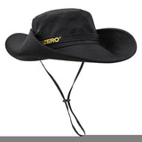 Black Outdoor UV Protection Wide-Brim Boonie Hat with Mesh Ventilation