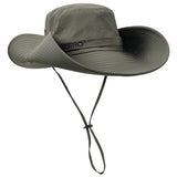 Military Green Outdoor UV Protection Wide-Brim Boonie Hat with Mesh Ventilation