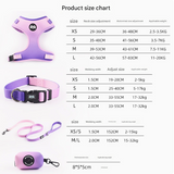 S Purple-pink Adjustable Soft Pet Harness with Leash & Poop Bag Dispenser