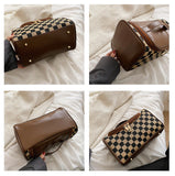 Black Checkered Cosmetic Bag with Handle - Stylish, Compact, and Practical for Travel