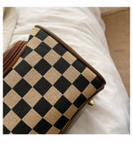 Black Checkered Cosmetic Bag with Handle - Stylish, Compact, and Practical for Travel