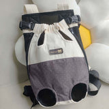 Size L Beige-Brown Patchwork Pet Backpack Dog Carrier Cat Travel Bag - Breathable, Portable & Hands-Free Four-Leg Design