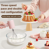 Pink Electric Hand Mixer – 3-Speed, Dual Whisks, USB-C Rechargeable for Baking & Cooking