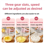 Pink Electric Hand Mixer – 3-Speed, Dual Whisks, USB-C Rechargeable for Baking & Cooking
