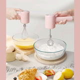Pink Electric Hand Mixer – 3-Speed, Dual Whisks, USB-C Rechargeable for Baking & Cooking
