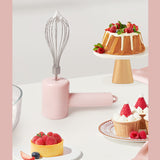 Pink Electric Hand Mixer – 3-Speed, Dual Whisks, USB-C Rechargeable for Baking & Cooking